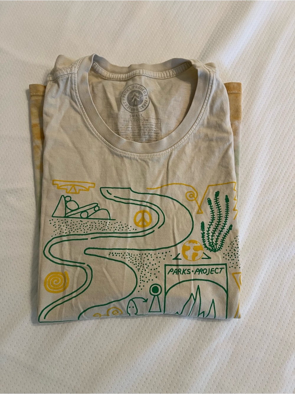 Parks Project Cream Tee with Faded Green Logo Size Small